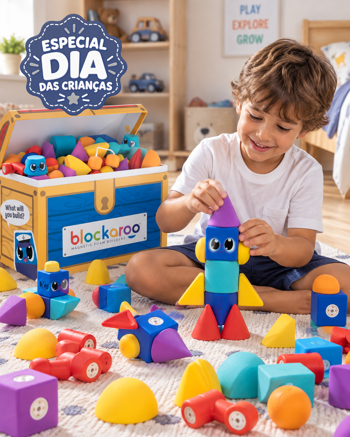 Blockaroo™ - Blocos Magnéticos Educativos